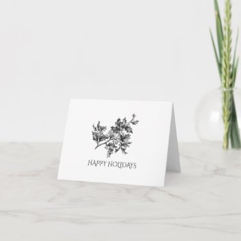 Blank Holiday Cards Vintage Holly Berry Branch by PineAndBerry at Zazzle