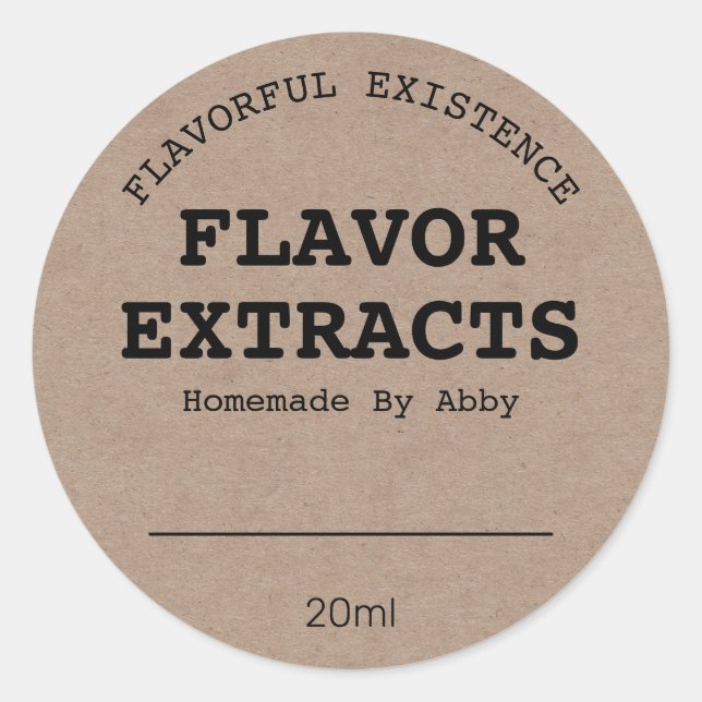 Blank Homemade Flavor Extract Labels (Front)