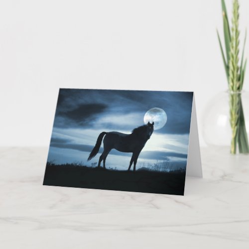 Blank Horse Card Beautiful Horse and Moon Card