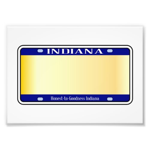 Blank Indiana State License Plate Photo Print