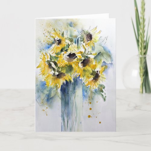 Blank Inside Any Occasion  Watercolor Holiday Card