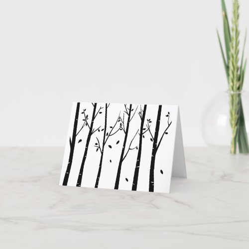 Blank Inside Black and white Birch Tree Holiday Card