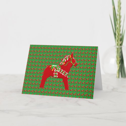 Blank inside Dala Horse Christmas Card