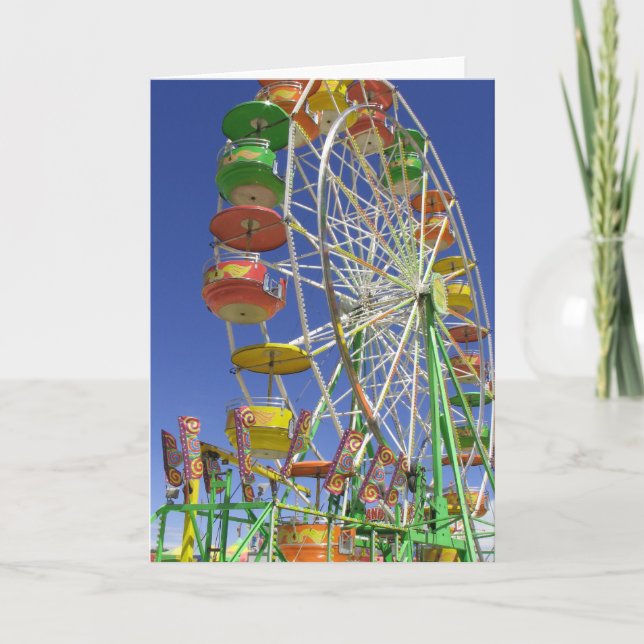 Blank Inside, Ferris Wheel Letterpress Thank You Card (Front)