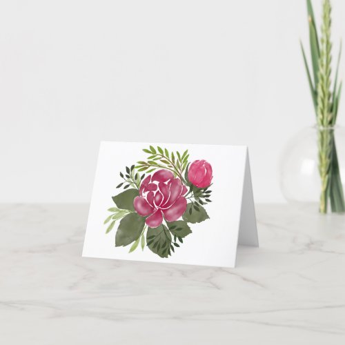 Blank Inside Floral Watercolor Spring Holiday Card