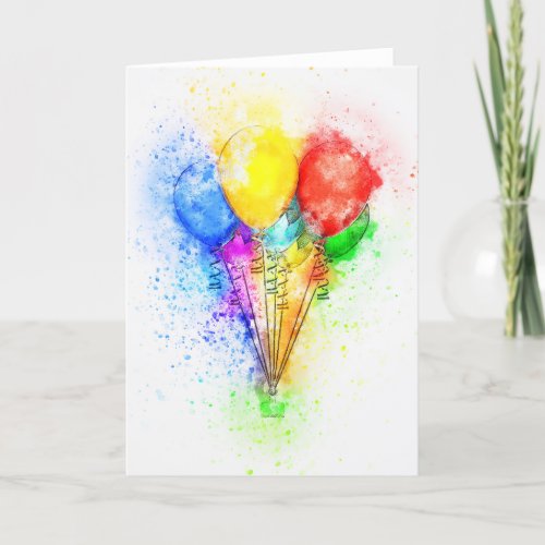 Blank Inside Happy Birthday Watercolor Holiday Card
