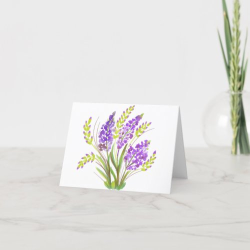 Blank Inside Lavender Watercolor Spring Holiday Card