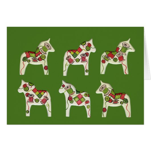 Blank Inside Sewing Horses Card (Front Horizontal)