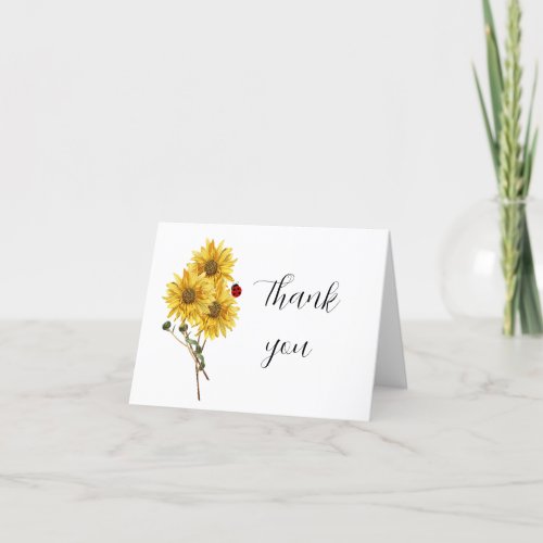 Blank Inside Sunflower Thank You  Card