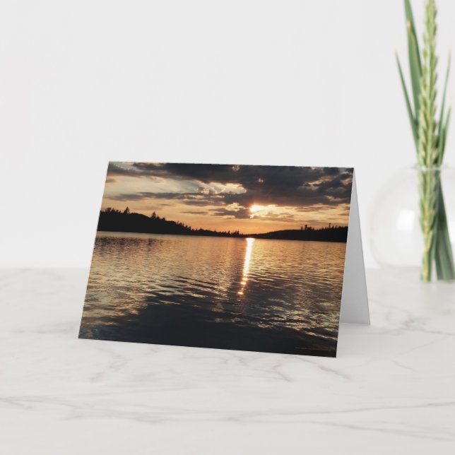 Blank Inside Sunset at Lake Greeting Card (Front)
