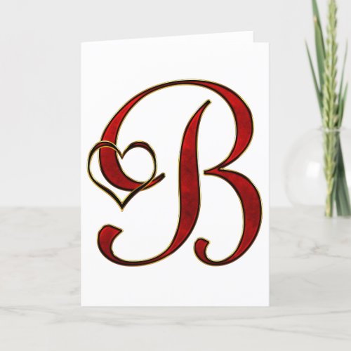Blank Inside Valentine Letter Initial B Holiday Card
