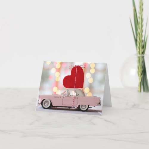 Blank Inside Vintage Car Valentine Holiday Card
