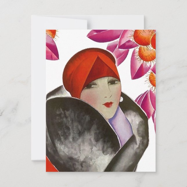 Blank Inviation Afternoon Tea Fashionable Lady (Front)