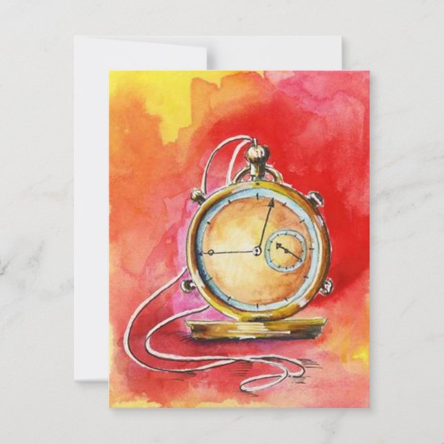 Blank Invitation Announcement Gold Pocket Watch (Front)