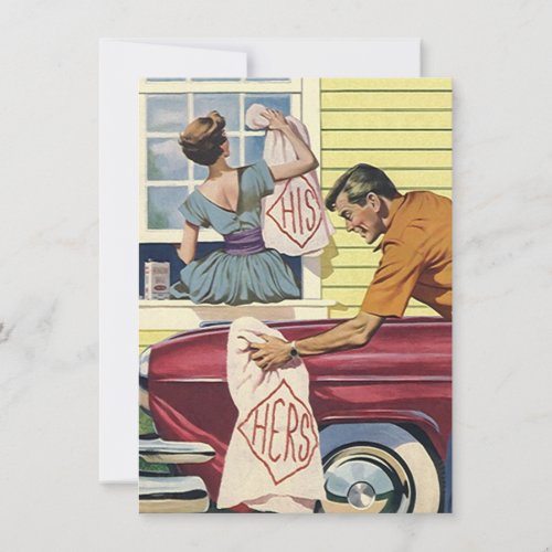 Blank Invitation Announcement His Hers Retro Style