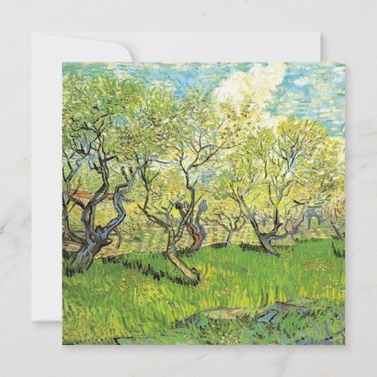 blank invitation. van Gogh Orchard in Blossom (Back)