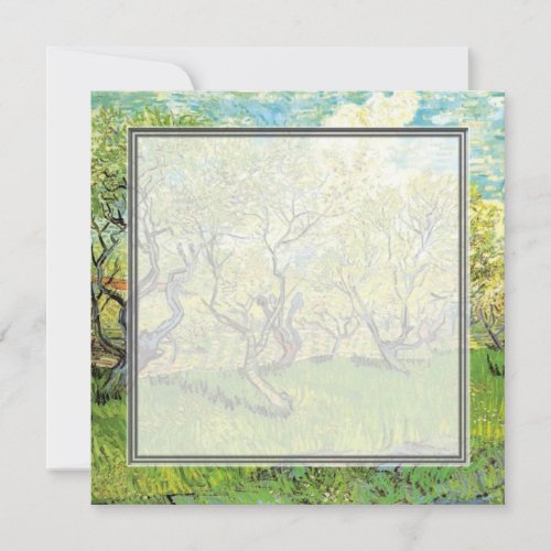 blank invitation. van Gogh Orchard in Blossom