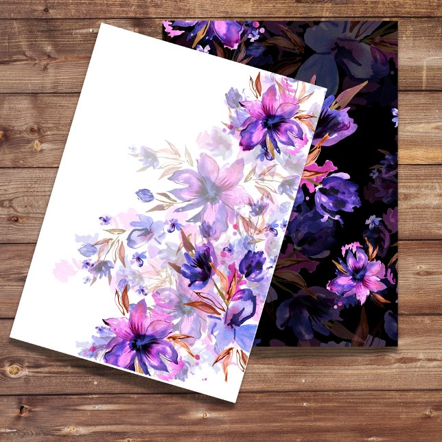 Blank invitation watercolor purple pink flower (Creator Uploaded)
