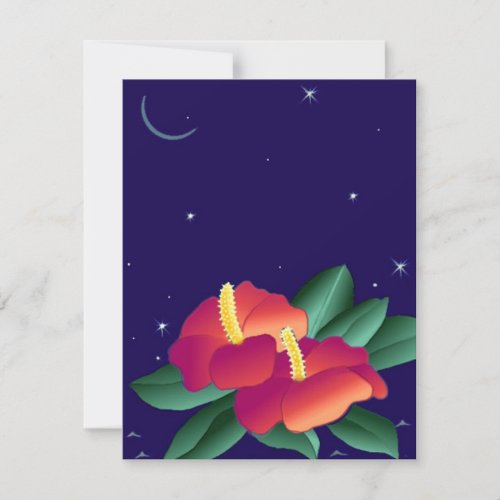 Blank Invitations Hibiscus Tropical Is Night Sky