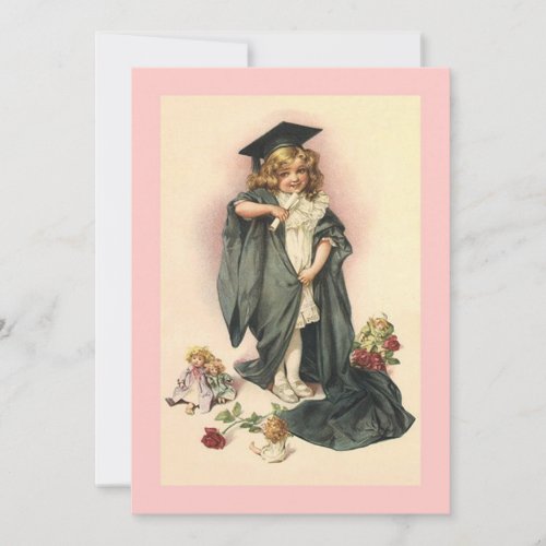Blank Invitations Vintage Graduation Dolls &amp; Roses