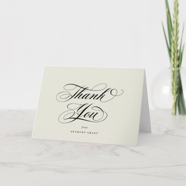 Blank Ivory Elegant Script Graduation Letterpress Thank You Card (Front)