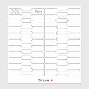 Blank Jewelry Price Tags Sticker
