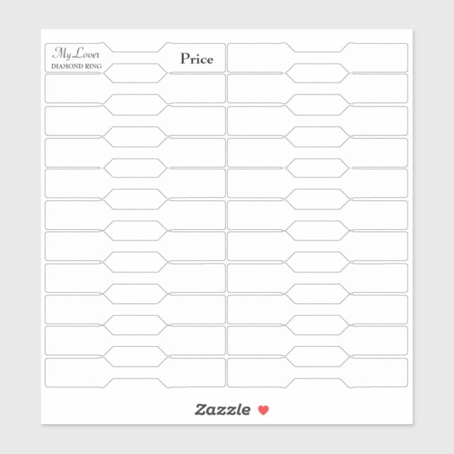 Blank Jewelry Price Tags Sticker (Sheet)