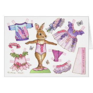 Blank Larkspur Ballerina Bunny Paper Doll Card