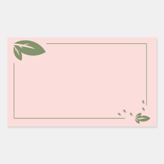 Blank leafy rectangle elegant label sticker (Front)