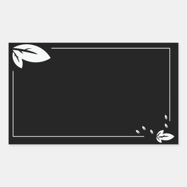 Blank leafy rectangle elegant label sticker (Front)