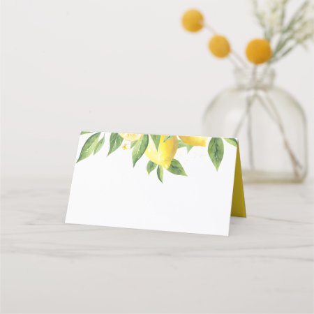 Blank Lemon Watercolor Wedding Place Card