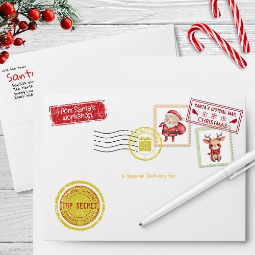 Blank Letter From Santa North Pole Kids Christmas Envelope