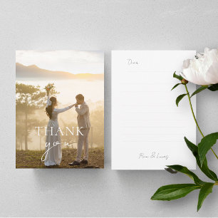 Blank Lined Couple Photo Flat Thank You Card