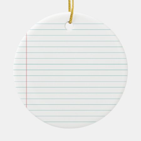 Blank Lined Paper Ceramic Ornament