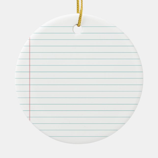 Blank Lined Paper Ceramic Ornament (Front)