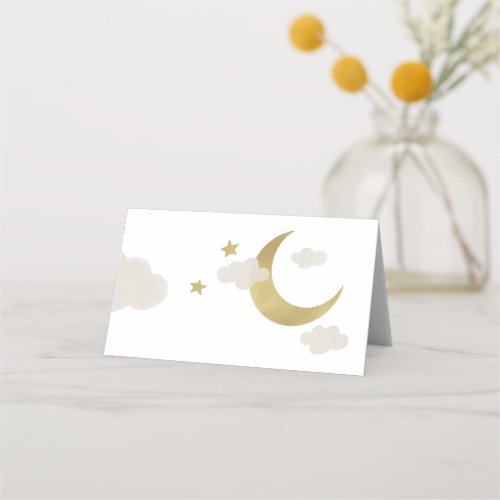 Blank Loved to the Moon and Back Clouds and Stars Place Card