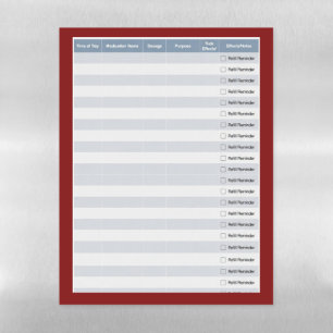 Blank Magnetic Daily Dose Medication Tracker Dry Erase Sheet