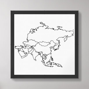 Blank Map of Asia Framed Art