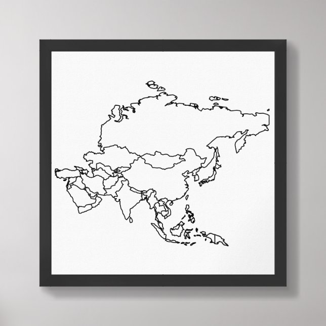 Blank Map of Asia Framed Art (Framed Front)
