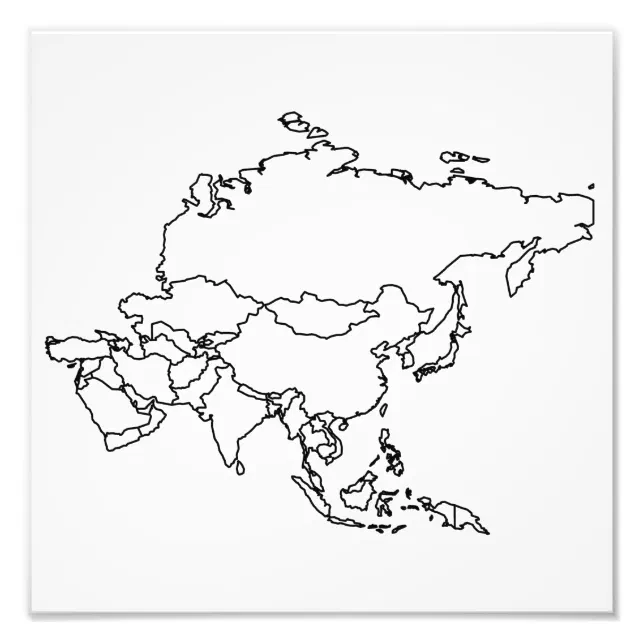 Blank Map of Asia Photo Print | Zazzle