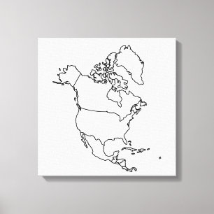 Blank Map of North America Canvas Print
