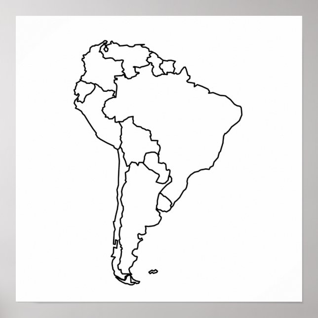 Blank Map of South America Poster (Front)