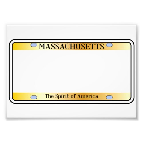 Blank Massachusetts License Plate Photo Print