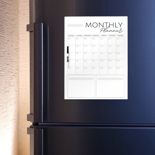 Blank Minimal Custom Monthly Planner  Dry Erase Board