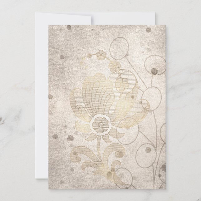 Blank Minimalist Gold Filigree Announcement (Front)