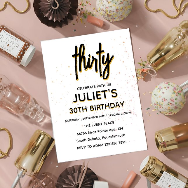 blank minimalist thirty modern 30th birthday invitation (Creator Uploaded)