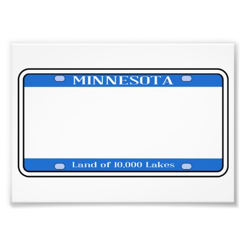 Blank Minnesota License Plate Photo Print