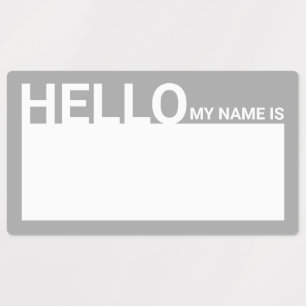 Blank Modern Hello My Name Is Grey Labels