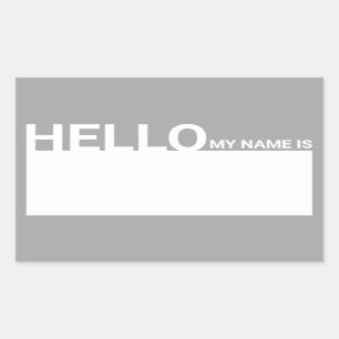 Blank Modern Hello My Name Is Grey Rectangular Sticker