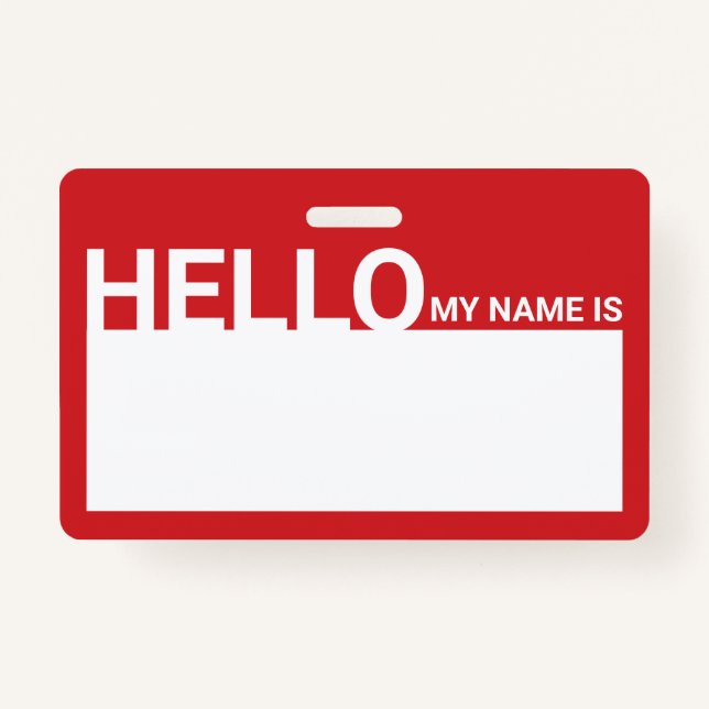 Blank Modern Hello My Name Is Red Badge (Front)
